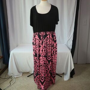 Nemidor Maxi Dress Size 20 Black/Pink with pockets